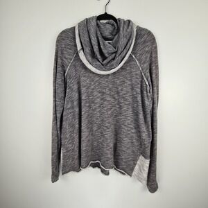 FP Free People Beach Sweater Cowl Neck Cocoon One Body S/M Gray Heather Raw Hem